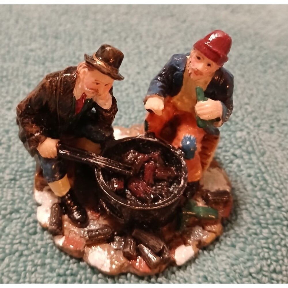 Holiday Time Christmas Village Hobo Sitting Around Fire homeless street people